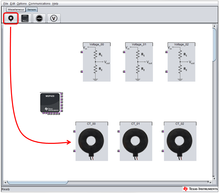 Select and Place Current Sensors on Design Canvas