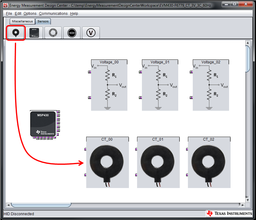 Select and Place Current Sensors on Design Canvas