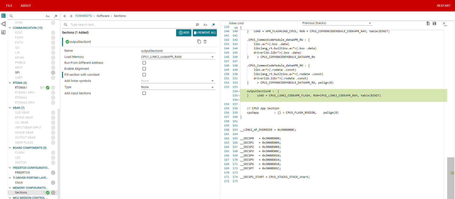 F29H85x-SDK: Configure using Pre-defined Resources (CONFIGURE Mode)