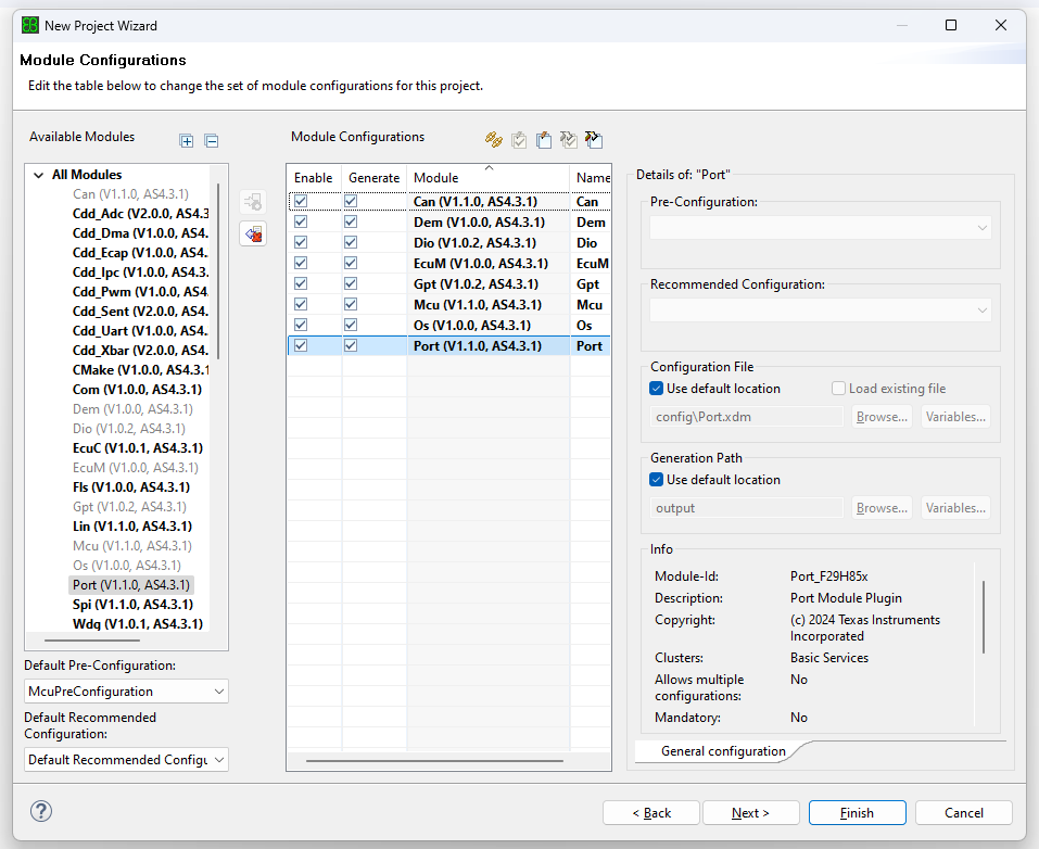 EB Module Configuration