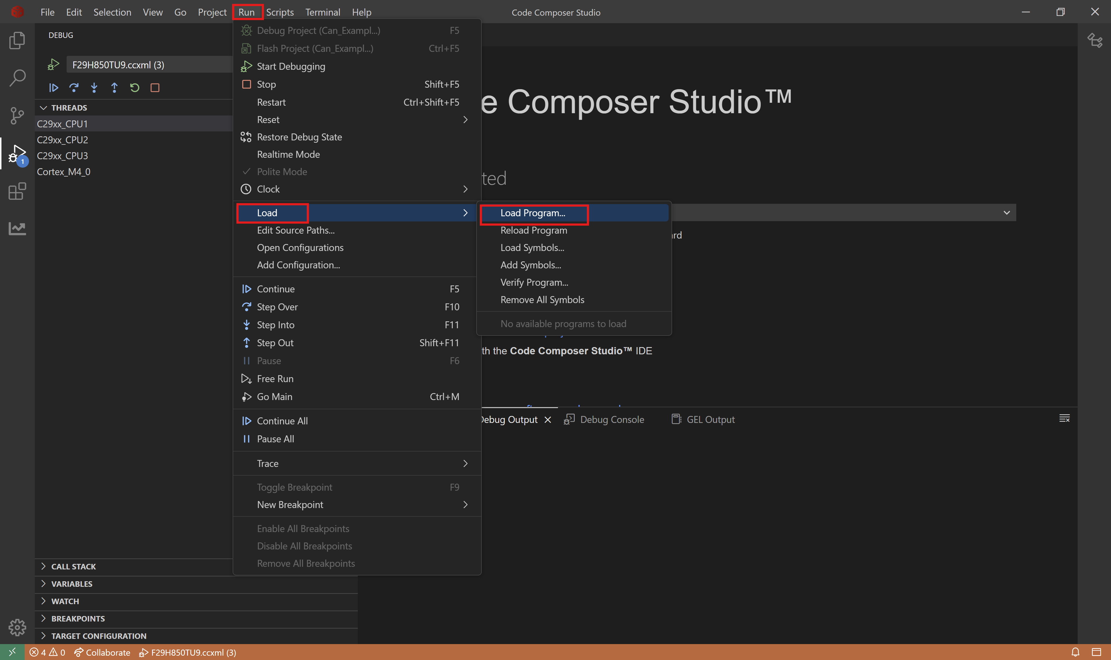 CCS Loading Executable Step3