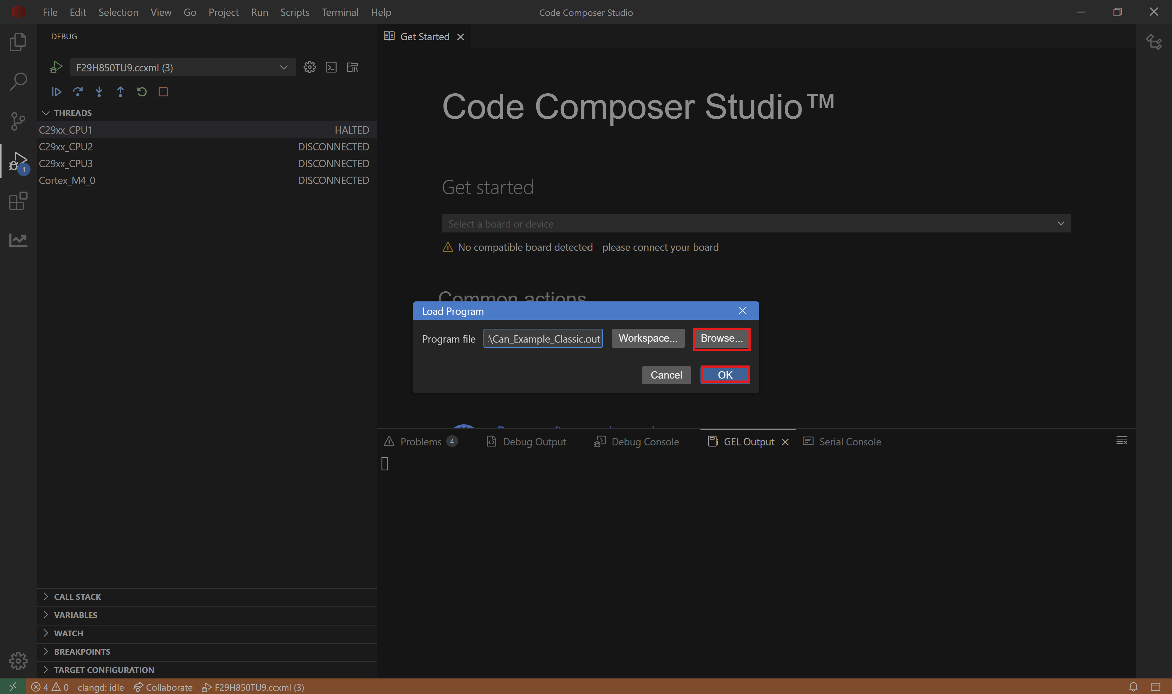 CCS Loading Executable Step4