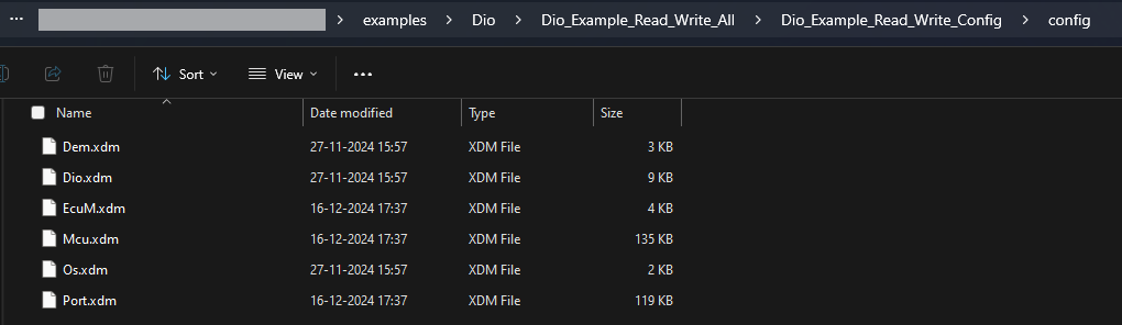 MCAL Example ECU Parameter definition files