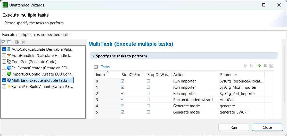 EB Tresos - MultiTask task order