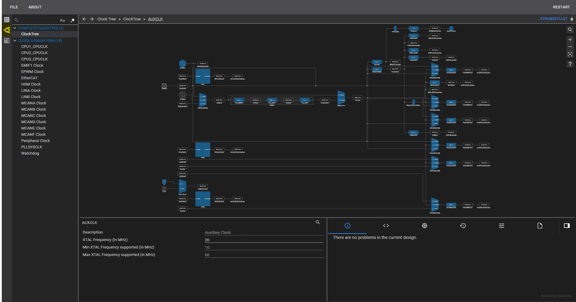 SysConfig - Clock Tree window
