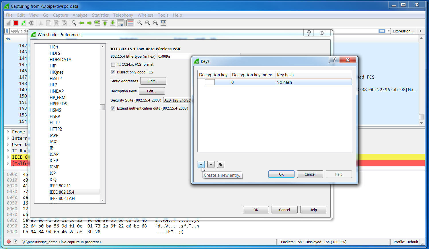Add IEEE 802.15.4 Decryption Key