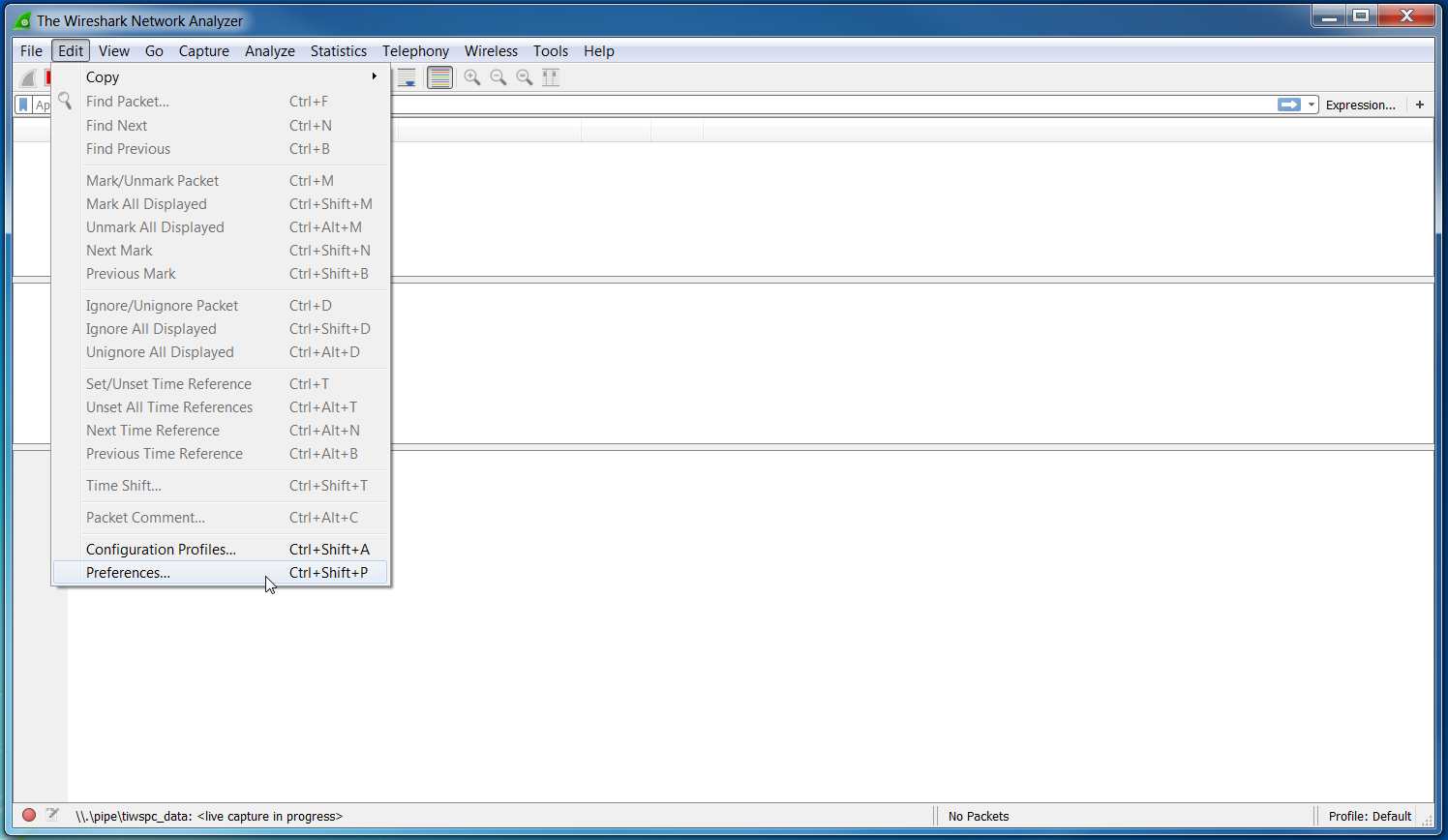 Edit Wireshark Preferences