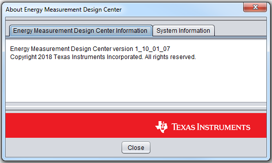 Design Center Version Information Tab