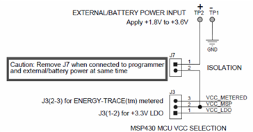MSP430 VCC selection