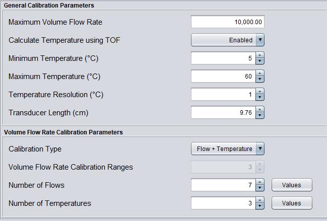 Flow+Temperature VFR Calibration Configuration